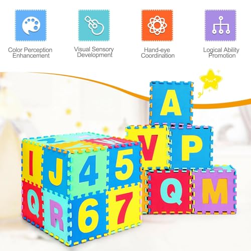 Image of VGRASSP 36 Pieces Alphabet & Number Floor Mats for Kids, Puzzle EVA Foam Mat for Children Above 2 Years