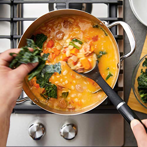 KitchenAid Panela de aço inoxidável escovado com base de 3 camadas com tampa, 8 litros