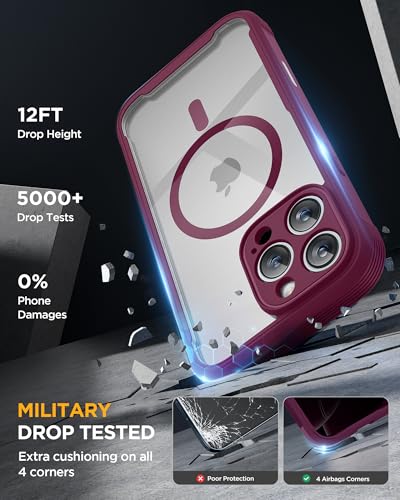 Image of miracase Privacy for iPhone 16 Pro Max Case, 25 Anti-Spy, Plum | Built-in Privacy Screen Protector, Compatible with MagSafe, Full Camera Protection, 360 Full Body Shockproof Phone Case 6.9 inch