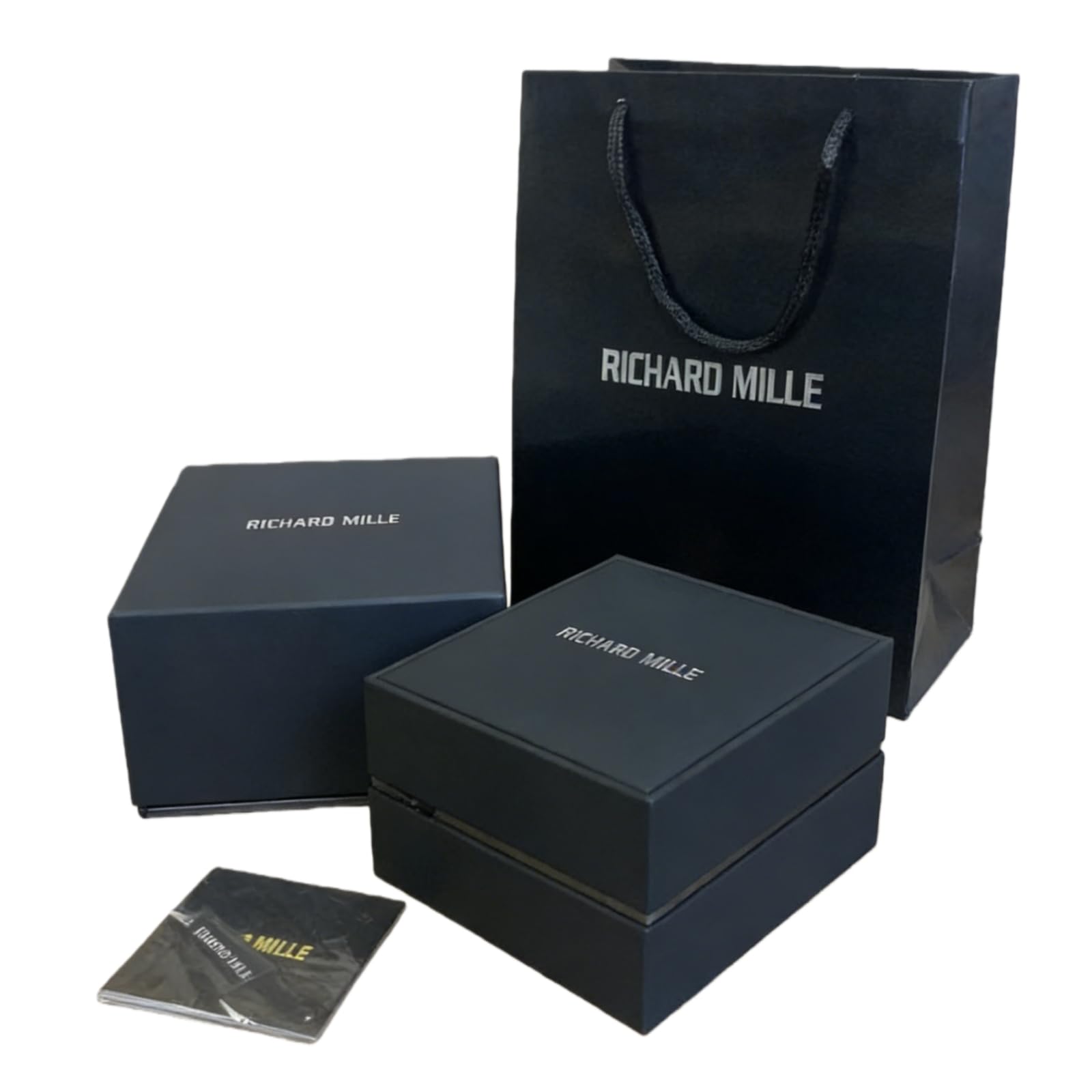 Boîte Montre Bois Laqué Noir Emplacement Unique Organisateur Cadeau Set Sac Manuel 14cm pour Richard Mille RM 055