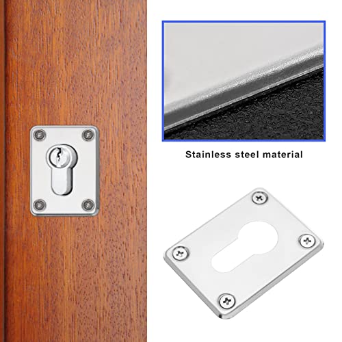 VGOL 2 Sets Repair Escutcheon Key Hole Cover Replacement Stainless Steel Square Keyhole Cover Plate Home Accessories for Door Silver - Image 4