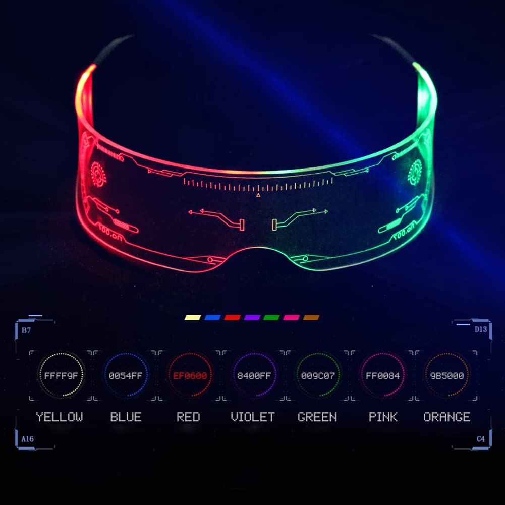 Buy Editbar Led Glasses 7 Colors 5 Mode Light Up Glasses Led Visor Glasses Luminous Cyberpunk