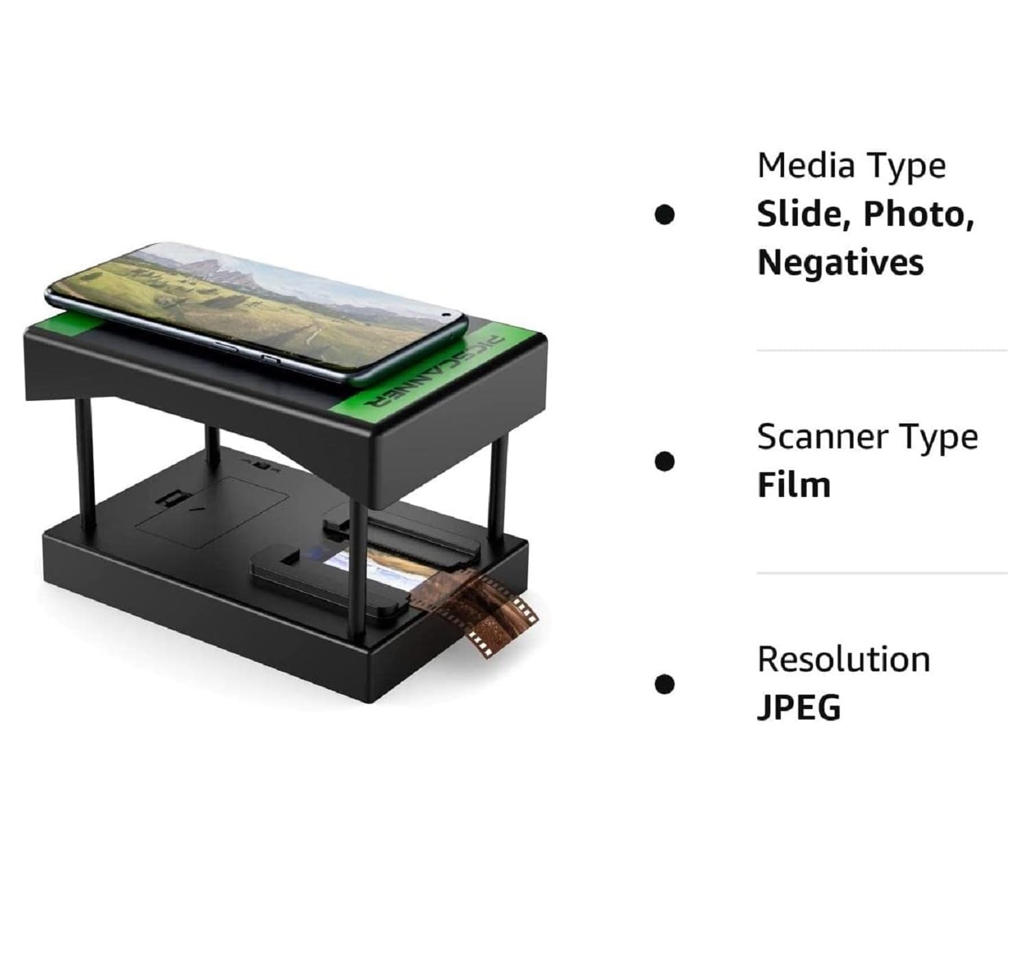 Mobile Film Scanner 35 mm, Escáner de Diapositivas Positivas y Negativas para Smartphone