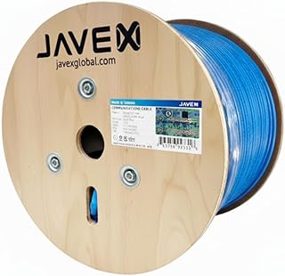 JAVEX 23AWG CAT6A Ethernet Cable Wire 100% Shielded FTP [UL CMR Riser, for PoE++] Made in Taiwan Solid Pure Copper 750MHz, ETL Listed, 500 Feet, Blue