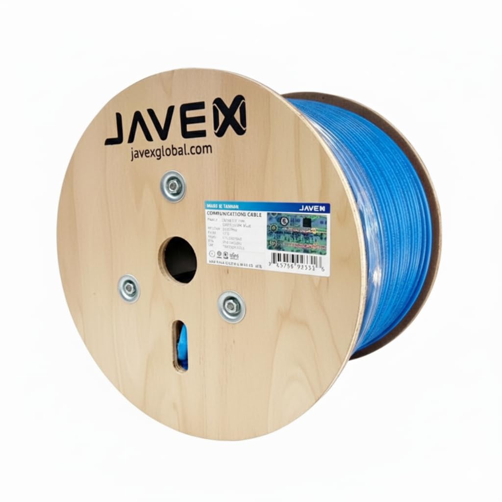 JAVEX CAT 6A Ethernet Cable 500ft Shielded FTP [UL Listed] CMR Riser, for PoE++, 23AWG Solid Bare Copper, 750MHz, ETL Listed Made in Taiwan, Shielded