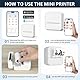OFFCUP Mini Drucker Mini Fotodrucker mit 5 Papierrollen Tragbarer Mini Printer Thermodrucker Taschendrucker Smartphone Bluetooth Drucker für iOS und Android für Studiennotizen Fotos Etiketten, Weiß