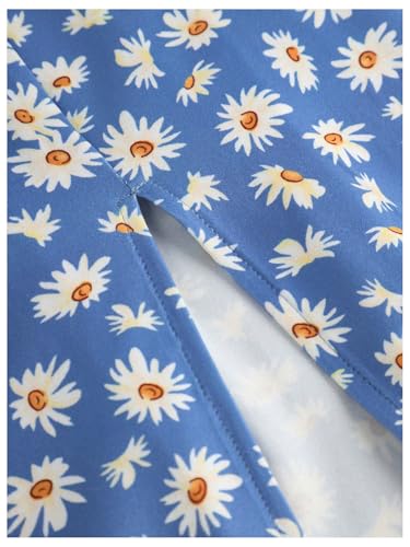 Girl's Floral Summer Dress Split Hem Ruched Bust Spaghetti Strap Cami Midi Teen Dress Sundress4