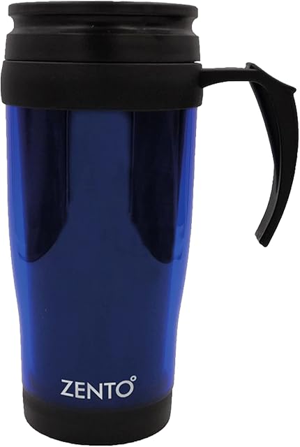 ZENTO Travel Mug Plastic450ml for Coffee, Tea or Water, BPA-Free, Reusable, Leak-Proof Drinking Mug, Iced Coffee Mug, Multi-Purpose Use (Blue)