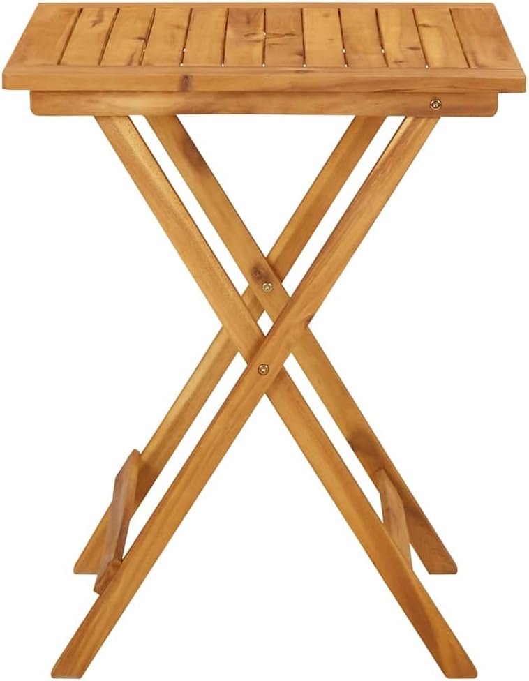 Garden Table Natural Wood Small Foldable Solid Acacia Wood Square Patio Table Outdoor Bistro Table Small Dining Table for Patio Side use