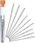 KUUQA 9 Pieces Steel Yarn Knitting Needles Large-eye Blunt Needles Sewing Needles for Cross Stitch Crocheting, Lace, Doilies Flower Projects （3 Size）