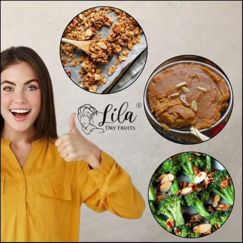 Image of LILA DRY FRUITS Almonds 100 grams | California Almond Raw and Natural Badam for Healthy Snacking | Almond for Cooking, Dieting & Breakfast | High In Minerals | Badaam Dry Fruits Perfect for Gifting