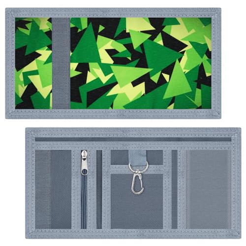 Image of AI-DEE RFID Trifold Canvas Outdoor Sports Wallet for Kids - Front Pocket Wallet with Magic Sticker (Triangle J)