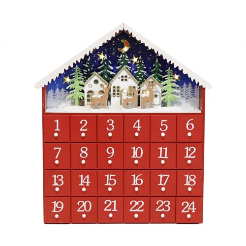PIONEER-EFFORT Wooden Advent Calendar with 24 Drawers, Christmas Countdown Decoration