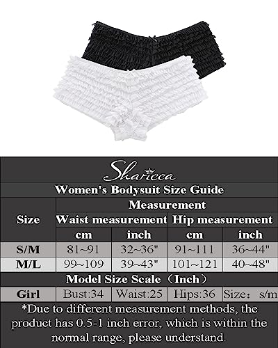Sharicca Womens Sexy Mesh Ruffle Panties Booty Boy Shorts Underwear, Bw S/M Black And White #TOP1