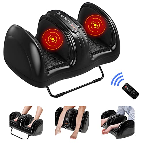 Electric Shiatsu Heated Foot Massager Machine With Timer And Remote, Deep Tissue Kneading Rolling Calf And Leg Circulation Massager For Plantar Fasciitis And Neuropathy Pain Relief, Gift For Men Women #TOP1