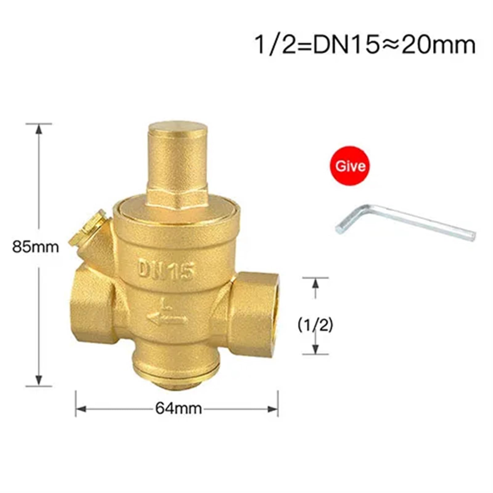 Regulador De Presion Agua Válvula reductora de presión agua latón, regulador DN15/DN20/DN25/DN32, medidor válvula alivio ajustable, G 1/2 "3/4" 1 "2" para Residencias(DN40,Without Gauge)