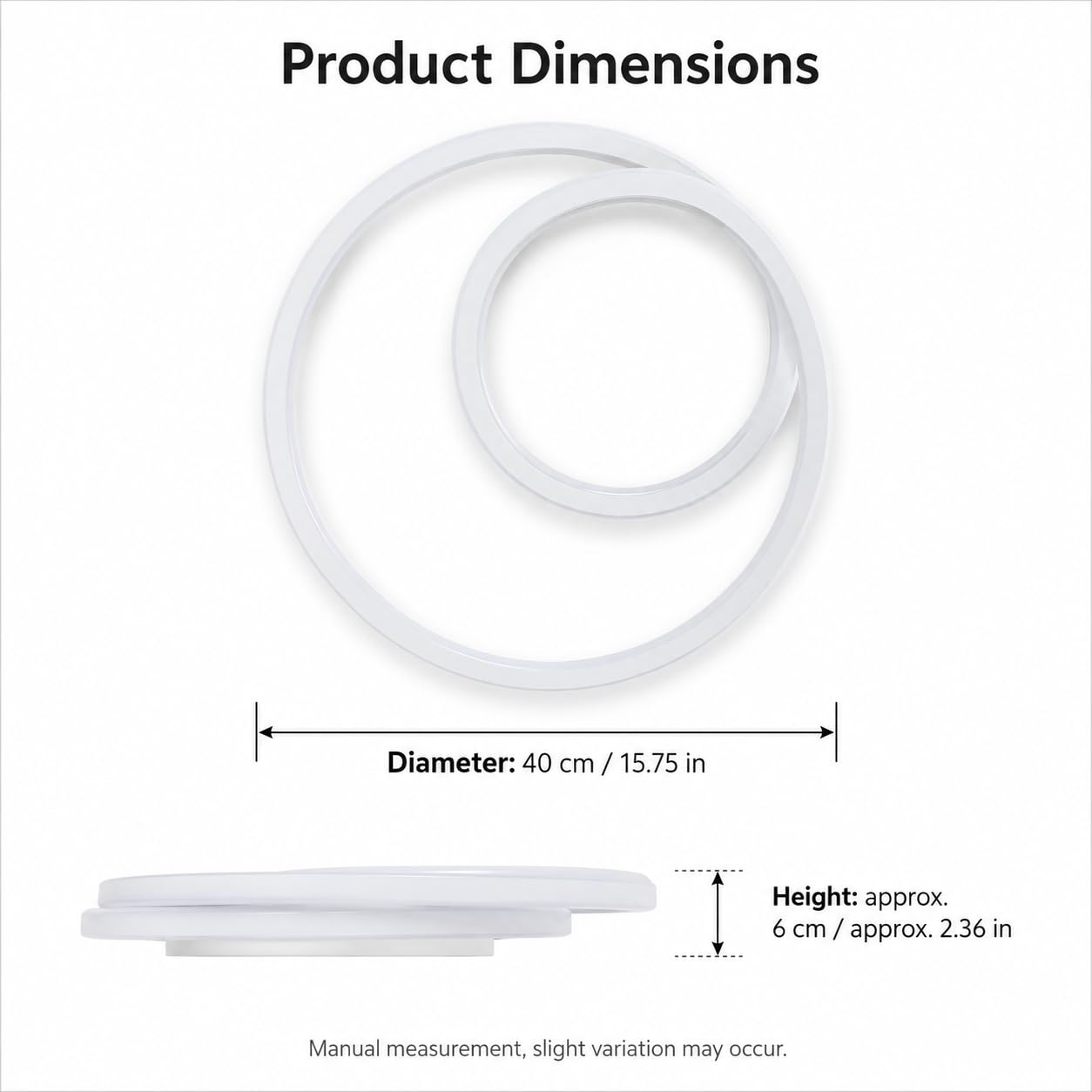Luminaire plafonnierr LED rond moderne de 40 cm, lustre salon blanc naturel 4000 K, éclairage double face, luminaires intérieur pour salon, chambre à coucher, bureau – Blanc mat, 68 W, aucun | 4000 K, pour salon, chambre, bureau, 68 W
