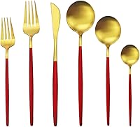 Vista 10 de Juego de cubiertos de 36 piezas de acero inoxidable 304 con acabado de manchas de color negro puro, cuchillo de vajilla de postre, tenedor, cuchara