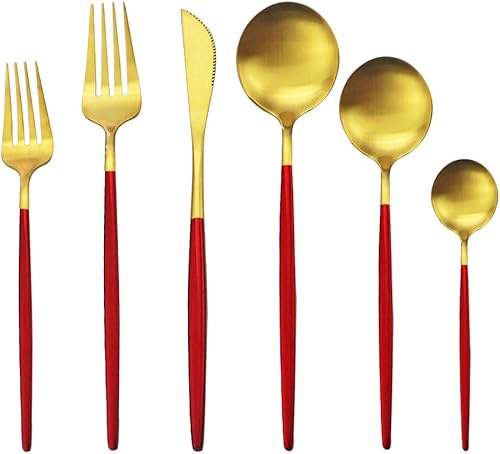 Miniatura 34 de Juego de cubiertos de 36 piezas de acero inoxidable 304 con acabado de manchas de color negro puro, cuchillo de vajilla de postre, tenedor, cuchara