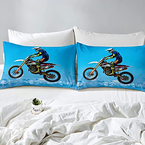 Miniatura 6 de Juego De Funda De Edred Motocross Racer 3d Dirt Bike Extreme Sports Juego De Ropa De Cama Nisnishombrescarreras De Motocicletafunda De Edred Azul Cielo Colecci Dormitorio 2 Piezas Individual
