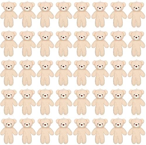 40 Pcs Mini Bear Toy 4.7 Inch Stuffed Tiny Bear Soft Bear Keychain Mini Bear Stuffed Animal Small Plush Bears Jointed Bear Soft Tiny Bear Doll for DIY Keychain Birthday Christmas (Simple Style)
