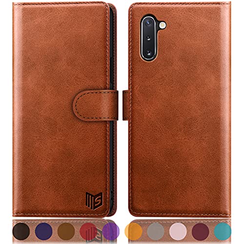 Housse Samsung Note 10 SUANPOT marron pour sécuriser vos cartes lors de vos sorties