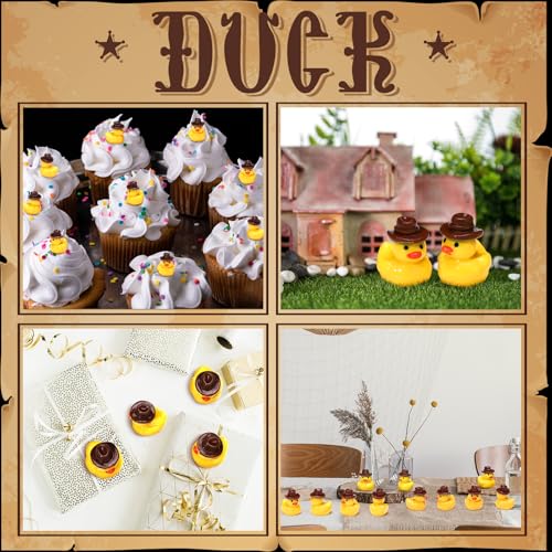 Rotatingpals 50 Pcs Mini Cowboy Ducks Resin Figurines with Hat for Decor by Rotatingpals - Used condition - Image 4