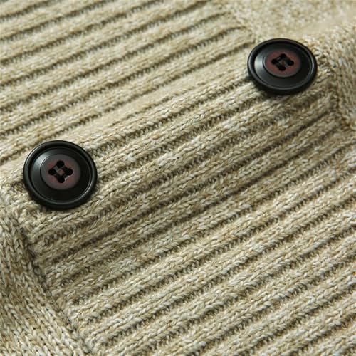 JEKE-DG Men's Double Breasted Slim Fit Solid Sweater Knitted Shawl Collar Casual Sweater Button Long Sleeve Solid Sweaters4