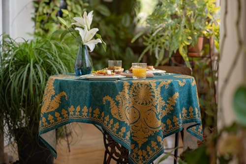 Nappe turquoise Bagrationi 83x55 en polyester pour sublimer vos repas de terrasse - 3