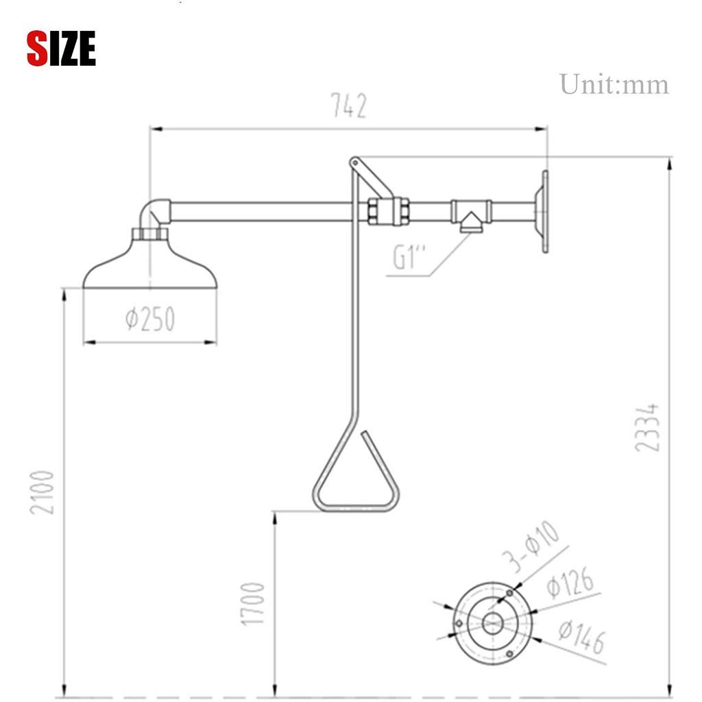 Sistema de ducha de emergencia con rociador, ducha de pared de acero inoxidable,ducha de emergencia con rociador, ducha de pared de acero inoxidable, fácil de usar, equipo de limpieza seguro