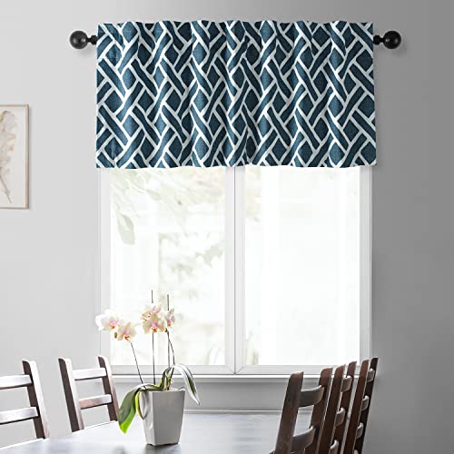 Image of HPD Half Price Drapes Window Valance 50 X 19 Cotton Martinique Printed, PRCT-VLD07D-19, Martinique Blue