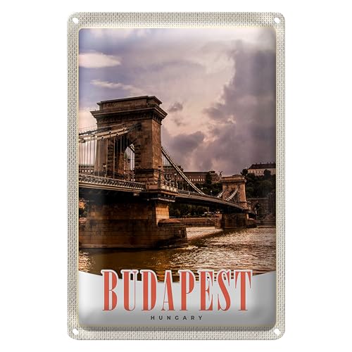 Vintage Blechschild | Budapest | Ungarn | Dekoration | 20 cm x 30 cm
