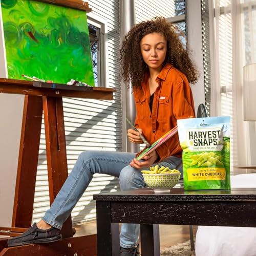 Harvest Snaps Veggie Chips (White Cheddar Snack Crisps) | Powered by Plant Protein, Gluten Free, Non-GMO Baked Vegetable Crisps | Made in USA (12 Snack Packs)