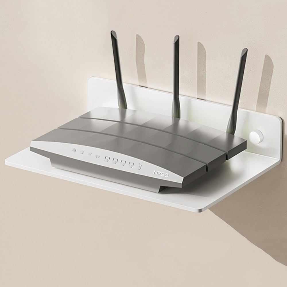Schwebendes Regal Für Projektor, Medienregal, DVD-Player-Regal, Kleine Wandregale Für TV-Box/Spielekonsole/Lautsprecher, Kabelmanagement(White,30x20x4.2cm)