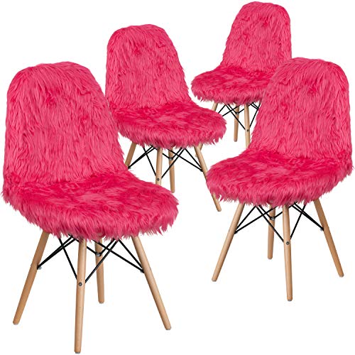 Flash Furniture 4 Pk. Shaggy Dog Hot Pink Accent Chair Flash Furniture 4 Pk. Shaggy Dog Hot Pink Accent Chair