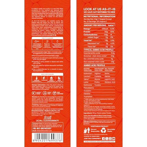 Image of AS-IT-IS ONE Whey Protein Isolate - 1kg Unflavoured, 30g Protein per Serve. Pure, Clean & Raw, No Amino Spiking