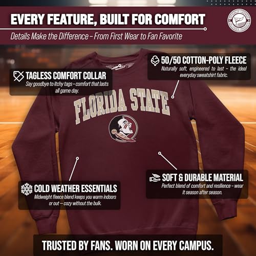 Image of NCAA College Sweatshirt Fleece Crewneck Pullover for Men and Women | Officially licensed NCAA college gameday crewneck pullover - 9 oz fleece lined sweatshirt with arch and logo design