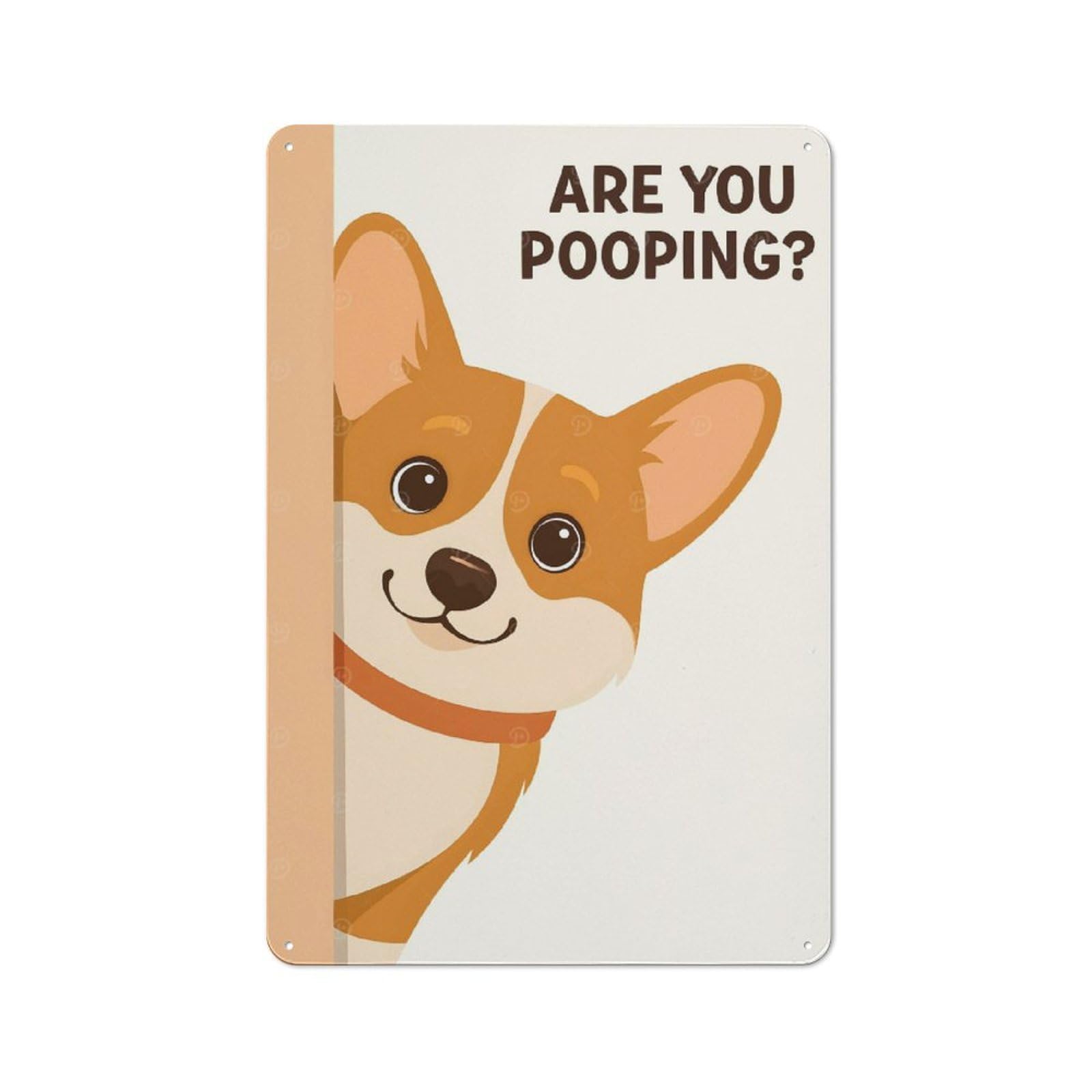 Junmoney Style-23 Vintage Tin Sign 30X20cm With Are You Pooping Corgi Cartoon For Dining Room Or Kitchen, For Autumn Interiors With Vintage Character