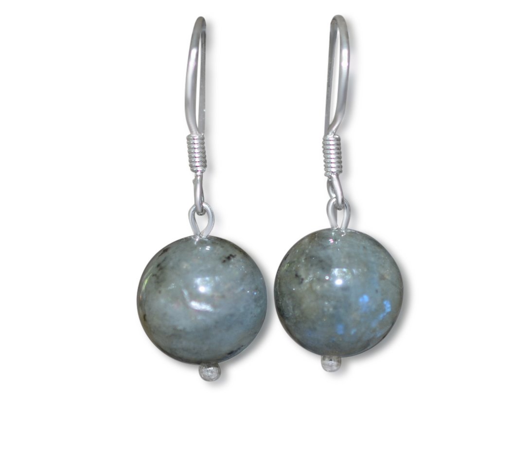 Orecchini a goccia naturali labradorite per le donne in vero argento