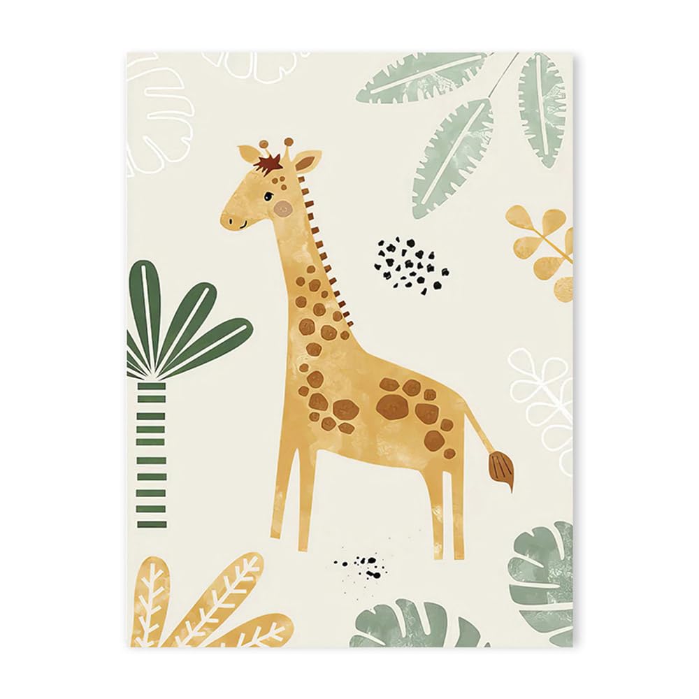 3 Affiches Animaux Jungle Lion Girafe Zebre Tableau Savane Bebe Deco Chambre Bebe Garcon Vert Beige Poster Affiche Chambre Enfant Foret 30x40 Affiche Animaux Chambre Bébé sans Cadre (BYCH076-30x40)