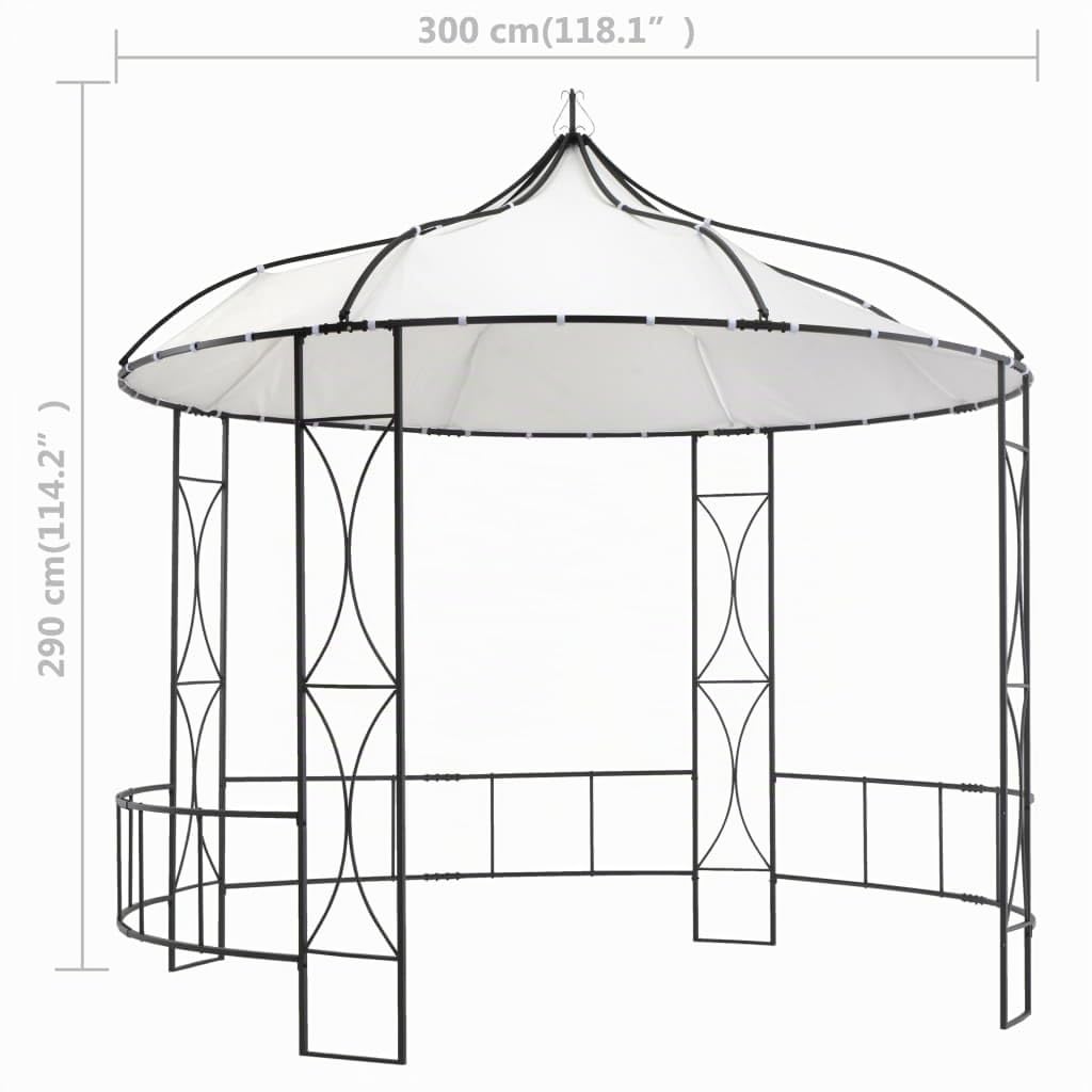 vidaXL Cenador Redondo Blanco 300x290 cm