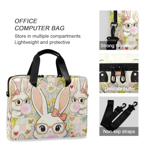 Maletín portátil para laptop 15.6" beige con asa y correa miniatura 6