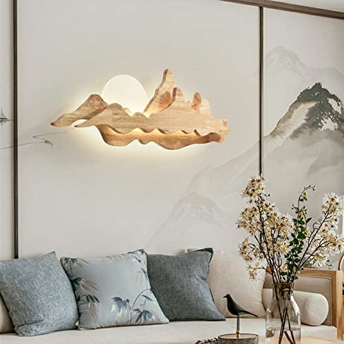 Litfad LT772885WMN Decorative Led Wall Sconce Light Asian Style Sunrise Mountain Shape Wall Lamp Acrylic Lampshade Wall Mounted Lights thumb #2