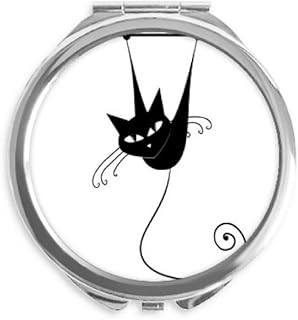 Climb Rail Black Cat Halloween Animal Hand Compact Mirror Round Portable Pocket Glass