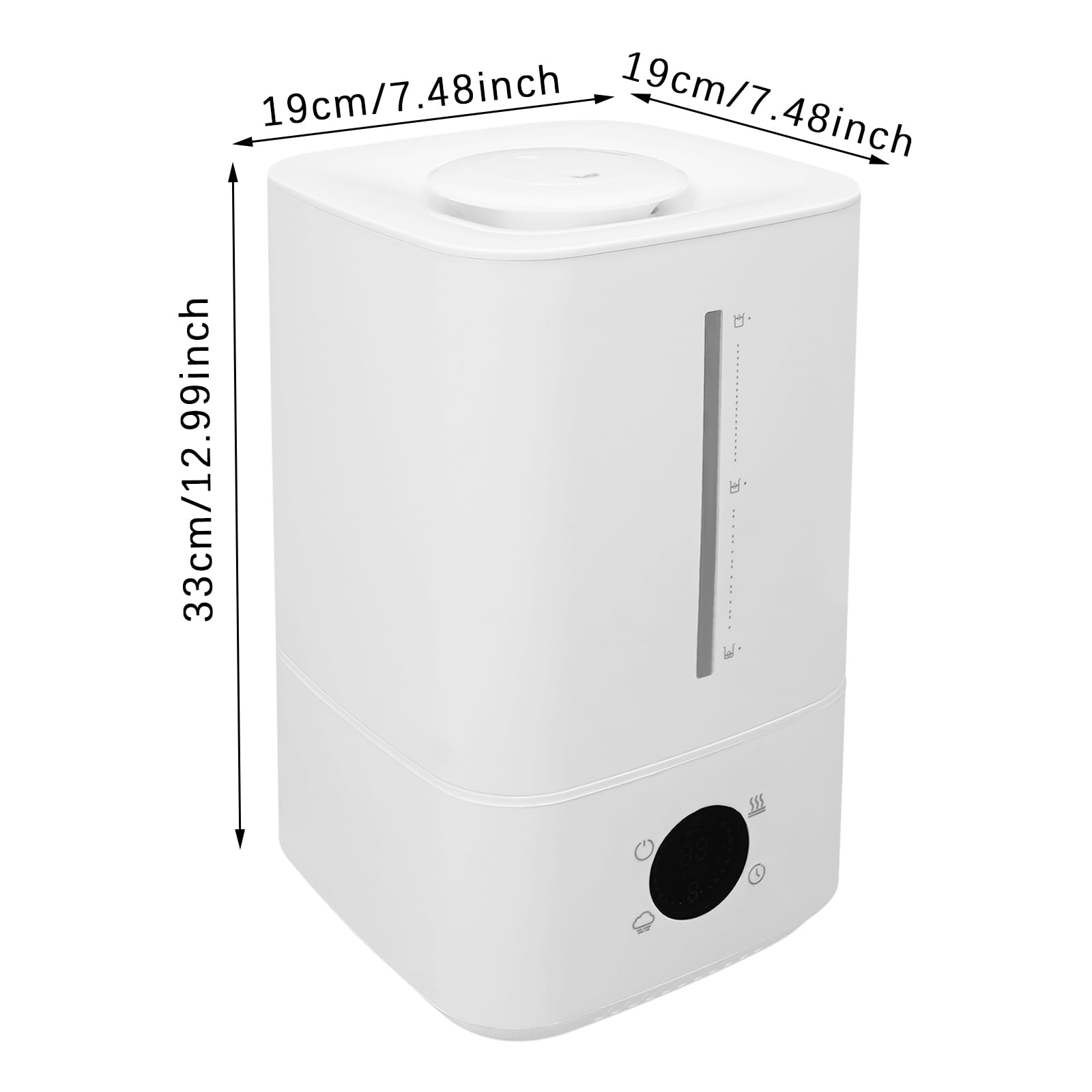 Humidificador de 6 litros de niebla fría y caliente, humidificador para dormitorio con 45 – 90 %, humidificador con control táctil, 3 niveles de niebla, temporizador, boquilla doble de 360°