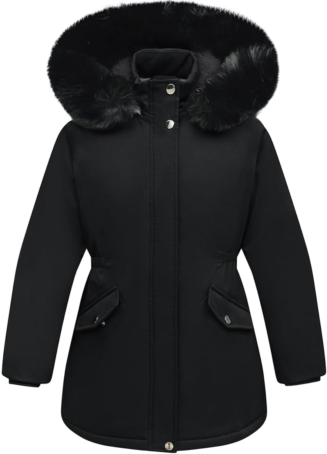 Arssm Girls Long Coat Kids Fleece Jacket Winter Puffer Jacket Warm Parka Outerwear with Hood