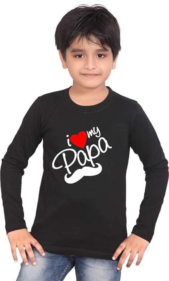 Image of Printmate I Love My Papa Black Full Sleeve Cotton T-Shirts for Baby Boy and Girl