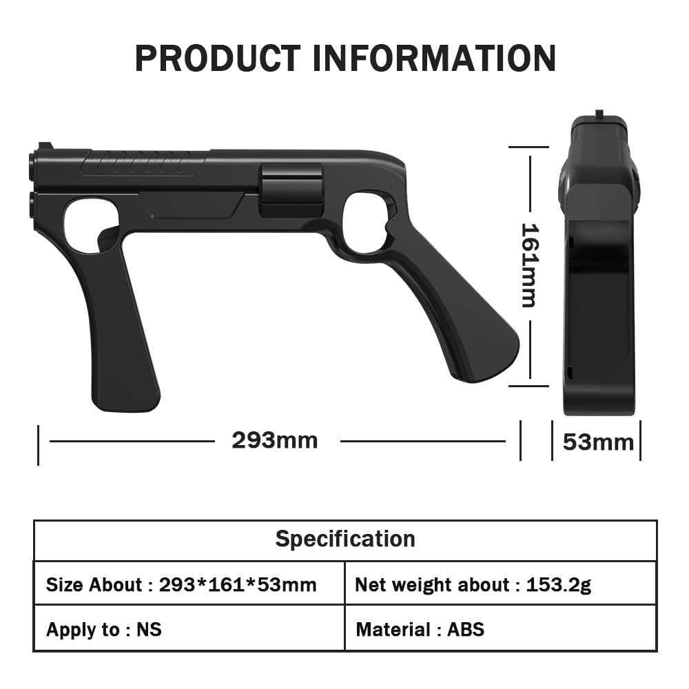 Zoazr Poignée de Pistolet Contrôle Sensoriel pour NS Switch OLED Accessoire de Jeu pour Splatoon3 Support pour Manette de Jeu en Plastique Noir