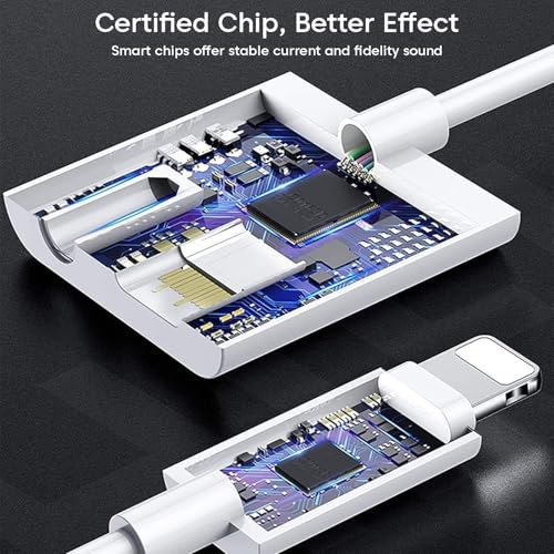 Image of Sounce 2-in-1 Lightning to 3.5mm Audio & Charging Splitter - Dual Port Adapter Cable for Music, Power, Headsets, Speakers & More - White