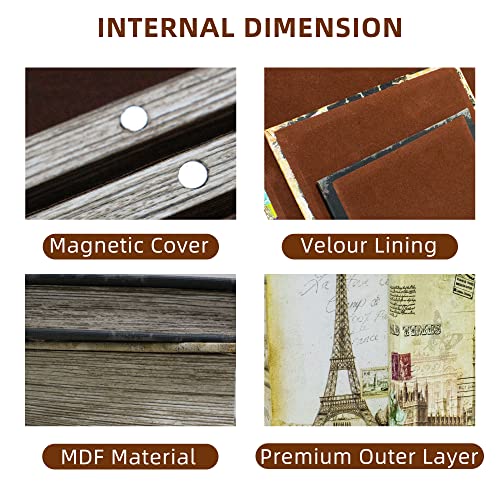 Drofely Faux Book Box Decorative Vintage Style 3Pcs,Decorative Book Box Trinket Keepsake Hollow Storage Boxes Large Wooden Book Shaped Box Antique Decoration Eiffel Tower & Statue Of Liberty Pattern #TOP5